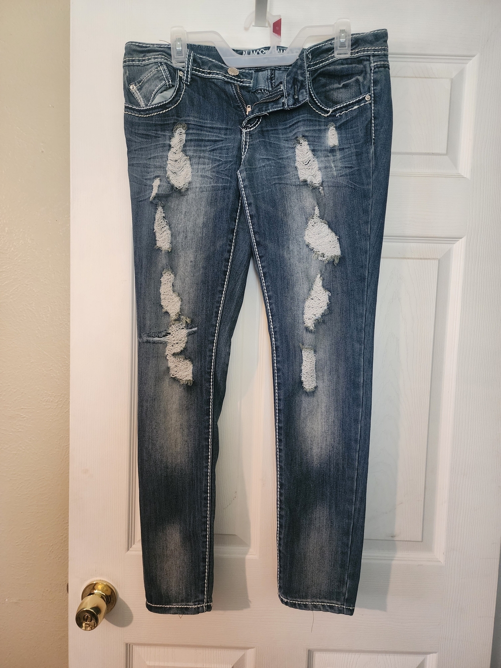 Almost Famous Distressed Dark Blue Skinny Jeans